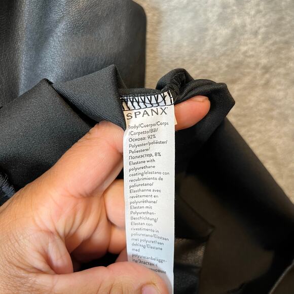 Spanx Leather Like Sleeveless Sheath Dress Luxe Black 20392R Size Small‎ - Picture 9 of 9